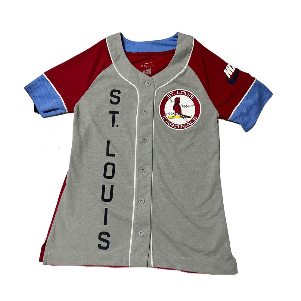 NWT Cooperstown Nike St Louis Cardinal's  S/S Button-Down Dri-Fit Loose Fit